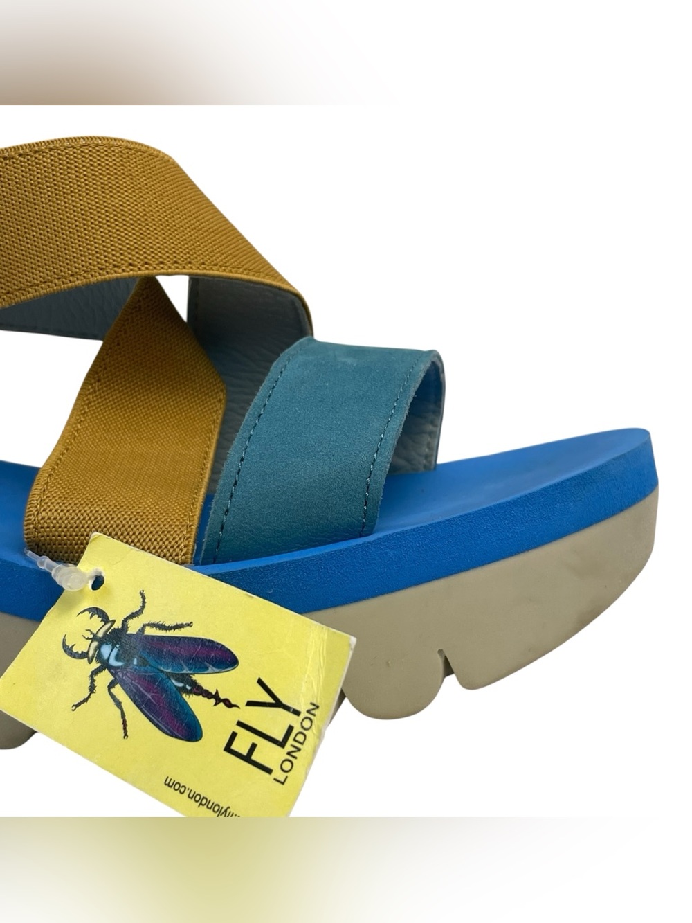 FLY London Sling-Back Sandals YABI922FLY LIPSTICK Red/Yellow/Blue 38 7.5-8 READ - Picture 7 of 15